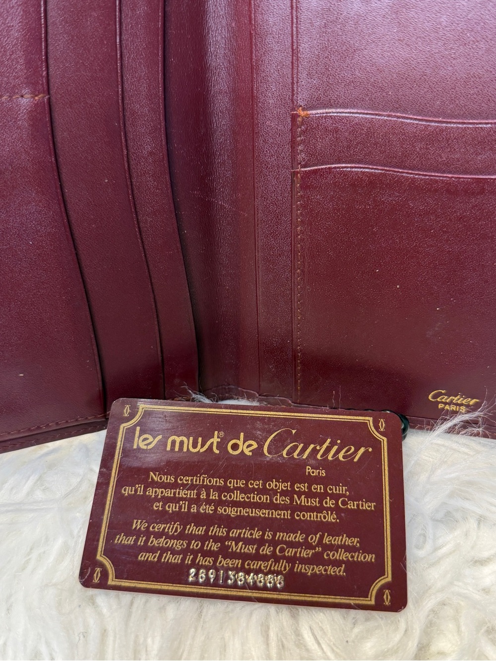 Vintage Authentic Cartier Burgundy Leather Long Wallet Checkbook Holder - Picture 12 of 12